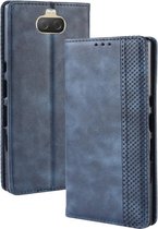 Magnetische gesp retro textuur horizontale flip lederen tas voor Sony Xperia 10, met houder en kaartsleuven en portemonnee (blauw)