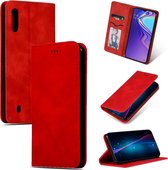 Retro skin feel zakelijke magnetische horizontale flip lederen case voor Samsung Galaxy A10 (rood)