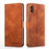 Voor iPhone XS Max Diaobaolee Pure Fresh Texture Horizontaal Flip Leren Case, met Houder & Kaartsleuf & Portemonnee & Fotolijst (Geel)