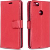 Voor Moto E6 Speel Crazy Horse Texture Horizontale Flip Leather Case met houder & kaartsleuven & portemonnee & fotolijst (rood)