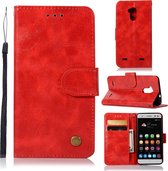 Voor ZTE V6 Plus / V7 Lite Retro koperen knop Crazy Horse Horizontale flip PU lederen tas met houder & kaartsleuven & portemonnee & lanyard (rood)