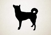 Silhouette hond - Jindo - M - 62x60cm - Zwart - wanddecoratie