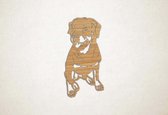 Wanddecoratie - Hond - Rottweiler 6 - S - 58x29cm - Eiken - muurdecoratie - Line Art