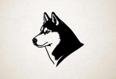 Wanddecoratie - Hond - Husky 2 - M - 65x60cm - Zwart - muurdecoratie - Line Art