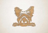 Wanddecoratie - Hond - Yorkie 2 - XS - 25x28cm - Eiken - muurdecoratie - Line Art