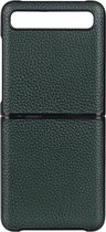 Voor Galaxy Z Flip Litchi Texture lederen opvouwbare beschermhoes (groen)