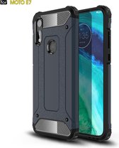 Voor MOTO E7 Magic Armor TPU + PC Combinatie Case (Navy Blue)