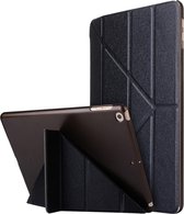 Voor iPad 10,2 inch zijde textuur horizontale vervorming Flip lederen tas met houder (zwart)