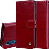Business Style Oil Wax Texture Horizontal Flip Leather Case voor Huawei P30, met houder & kaartsleuven & portemonnee (rood)