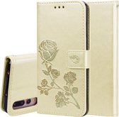Rose reliëf horizontale Flip PU lederen tas voor Huawei P20 Pro, met houder & kaartsleuven & portemonnee (goud)