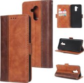 Voor huawei mate 20 lite retro textuur contrast kleur splicing horizontale flip tpu + pu lederen case met kaartsleuven & houder & portemonnee (bruin)