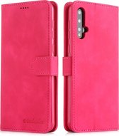 Voor Huawei Nova 5i Diaobaolee Pure Fresh Grain Horizontale Flip Leather Case met houder en kaartsleuven (rood)