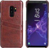 Fierre Shann Retro Oil Wax Texture PU lederen tas voor Galaxy S9 +, met kaartsleuven (bruin)