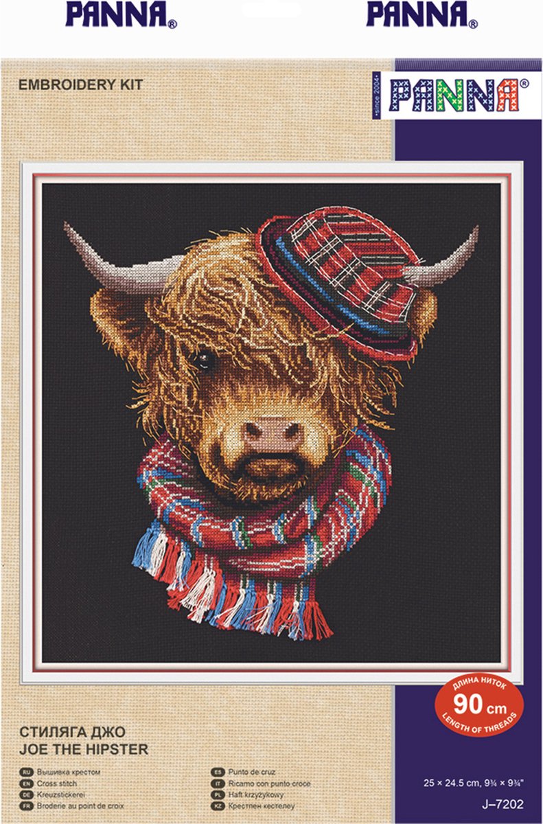 PANNA Borduurpakket Joe the Hipster J-7202 - Kruissteek - Borduren voor volwassenen - Aida Zwart — afbeelding 6