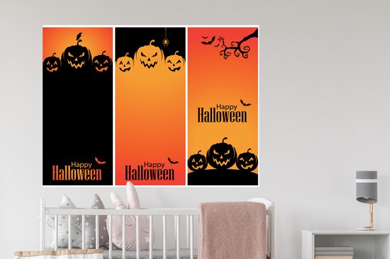 Stickers Stickers muraux - Halloween en trois parties - 120x90 cm - Feuille adhésive
