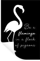 Muurstickers - Sticker Folie - Flamingo - Zwart - Wit - 60x90 cm - Plakfolie - Muurstickers Kinderkamer - Zelfklevend Behang - Zelfklevend behangpapier - Stickerfolie