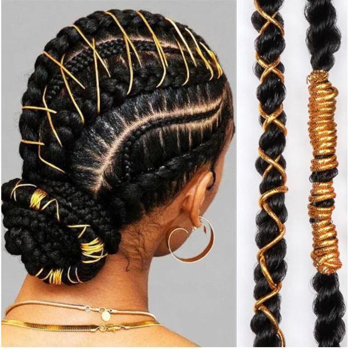 Haar touw - haar kralen - hair beads - beads for braids - dreadlocks - goudkleurig 6 stuks