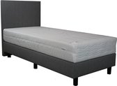 Bedworld Boxspring 100x220 cm met Matras - Luxe Hoofdbord - Gestoffeerd - Pocketvering Matras - Grijs