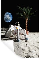 Muurstickers - Sticker Folie - Astronaut - Maan - Palmboom - Ligstoel - 40x60 cm - Plakfolie - Muurstickers Kinderkamer - Zelfklevend Behang - Zelfklevend behangpapier - Stickerfolie