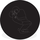 Illustration d'embrasser des gens sur fond noir Cercle mural aluminium ⌀ 60 cm - impression photo sur cercle mural / cercle vivant / cercle de jardin (décoration murale)