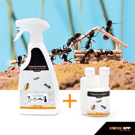 Knock Off insectenmiddel tegen mieren - vlooien - zilvervisjes - bedwantsen - en andere kruipende insecten binnenshuis