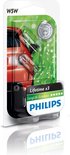 Philips W5W LongLife EcoVision autolampen in verpakking met auto-achterlicht.