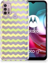 Siliconen Back Cover Motorola Moto G30 | G10 GSM Hoesje Waves Yellow