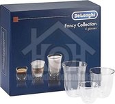 DeLonghi Cups Fancy collection Set de 6 verres, 2x Espresso, 2x Cappuccino, 2x Lait