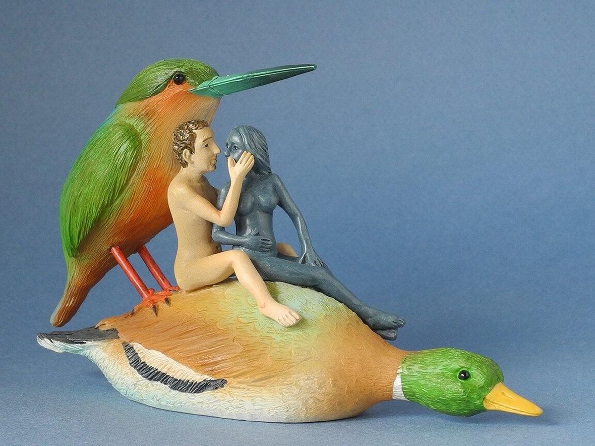 Jeroen Bosch Liefdespaar op eend - Kunststof - 8.5 cm