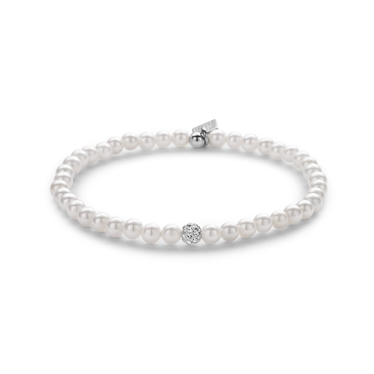 Twice As Nice Armband in zilver, parels en kristallen bolletje Adjustable