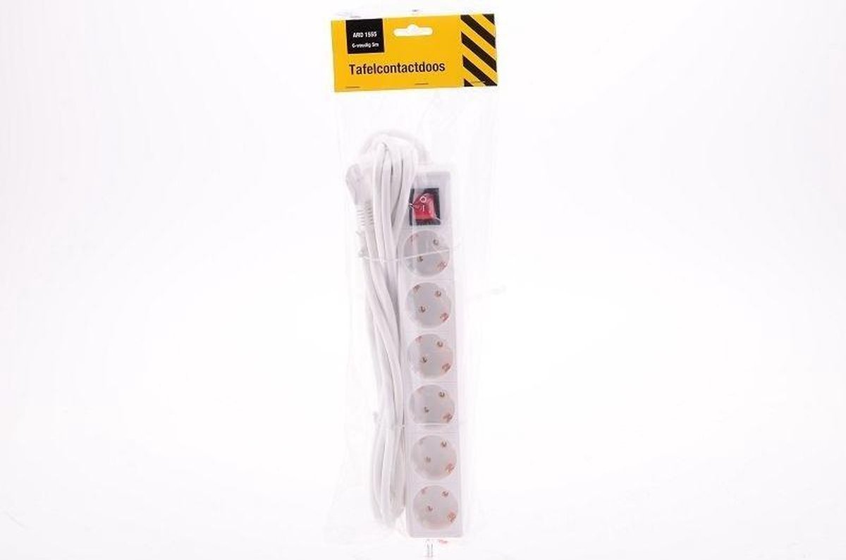ARD 1352 Tafelcontactdoos - 6-voudig - 5 meter - Wit - Stekkerdoos