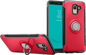 Samsung Galaxy J6 (2018) Hoesje - Mobigear - Armor Ring Serie - Hard Kunststof Backcover - Rood - Hoesje Geschikt Voor Samsung Galaxy J6 (2018)