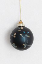 Sissy-Boy - Donkerblauwe Kerstbal met bloemen
