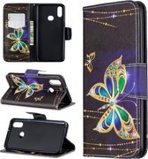 Voor Galaxy A10s Patroon Gekleurde Tekening Horizontale Flip Leren Case met Houder & Kaartsleuven & Portemonnee (Grote Vlinder)