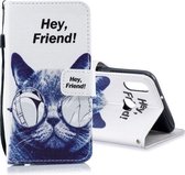 Voor Galaxy A10s Horizontale lederen flip-hoes met houder en kaartsleuven en portemonnee (Cool Cat)