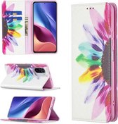 Voor Xiaomi Mi 11i / Poco F3 / Redmi K40 Gekleurd tekeningpatroon Onzichtbaar Magnetisch Horizontaal Flip PU lederen tas met houder & kaartsleuven & portemonnee (Sun Flower)