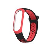 Kleurrijke siliconen polsband horlogeband voor Geschikt voor Xiaomi Mi Band 3 & 4 (zwart rood)