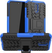 Voor Nokia 2.3 Tire Texture Shockproof TPU + PC beschermhoes met houder (blauw)