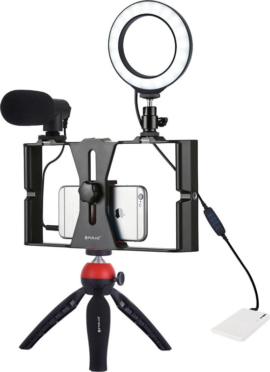 Puluz 4-in-1 Vlogging Kit - Ringlicht 12 Inch - Microfoon - Statief - Cold  Shoe voor... | bol.com
