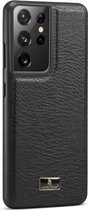 Voor Samsung Galaxy S21 Ultra 5G Fierre Shann Lederen Textuur Telefoon Cover Case (Koeienhuid Zwart)