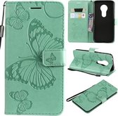 Butterfly Embossing Pattern Horizontale Flip Leather Case voor Motorola Moto G7 Play, met Card Slot & Holder & Wallet & Lanyard (Green)