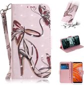 3D Schilderen Patroon Gekleurde Tekening Horizontale Flip Leren Case met Houder & Kaartsleuven & Portemonnee Voor Nokia 3.1 Plus (Vlinder Hoge Hakken)
