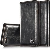 CaseMe-003 voor iPhone 6 Plus & 6s Plus PU + PC Business Style Crazy Horse Texture Horizontale flip lederen tas met houder & kaartsleuven & portemonnee (zwart)