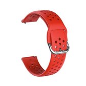 20 mm voor Huami Amazfit GTS / Samsung Galaxy Watch Active 2 / Huawei Watch GT2 42 MM ademende poreuze band met binnenste gesp (rood)