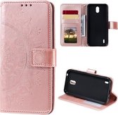 Voor Nokia 1.3 Totem Bloem Reliëf Horizontale Flip TPU + PU Leren Case met Houder & Kaartsleuven & Portemonnee (Rose Goud)