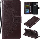 Voor Huawei Honor 20 Lite Totem Bloem Reliëf Horizontale Flip TPU + PU Leather Case met Houder & Kaartsleuven & Portemonnee (Bruin)
