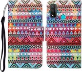 Voor Huawei P smart 2020 Gekleurde Tekening Patroon Horizontale Flip Leren Case met Houder & Kaartsleuven & Portemonnee & Lanyard (Tribal Etnische Stijl)