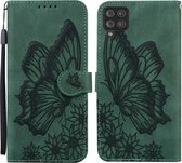 Voor Samsung Galaxy A42 5G Retro Skin Feel Butterflies Embossing Horizontale Flip Leather Case met houder & kaartsleuven & portemonnee (groen)