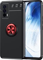 Voor vivo iQOO Neo5 metalen ringhouder 360 graden roterende TPU-hoes (zwart + rood)