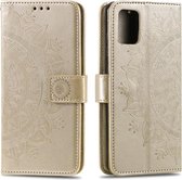 Voor Motorola Moto G9 Plus Totem Bloem Reliëf Horizontale Flip TPU + PU Leren Case met Houder & Kaartsleuven & Portemonnee (Goud)